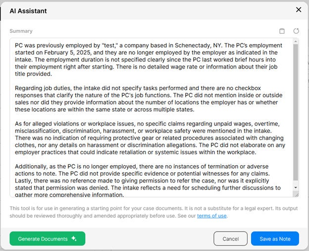 AI-Generated Case Documents